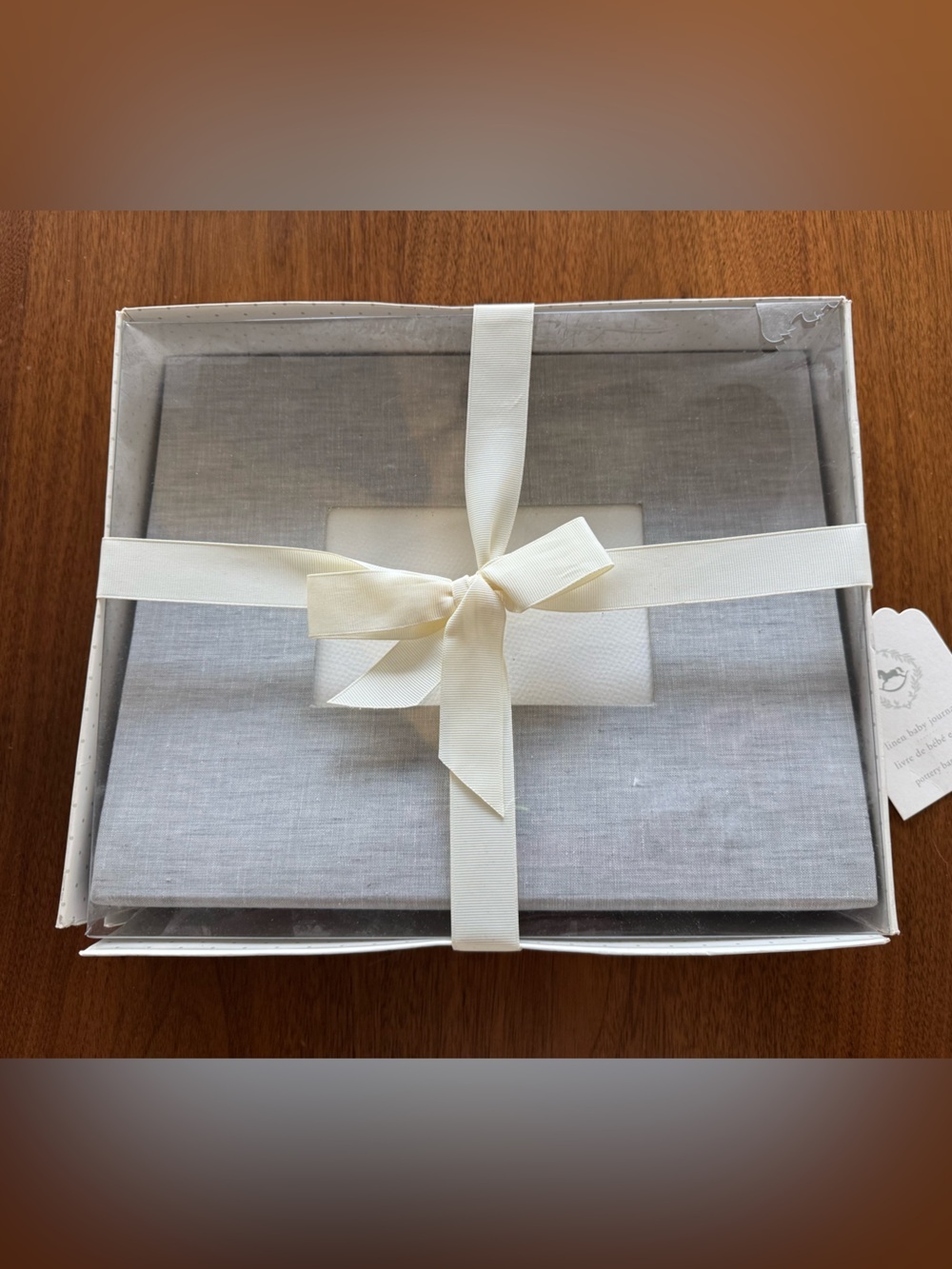 Pottery Barn Kids Gray Linen Baby Journal Shower Gift